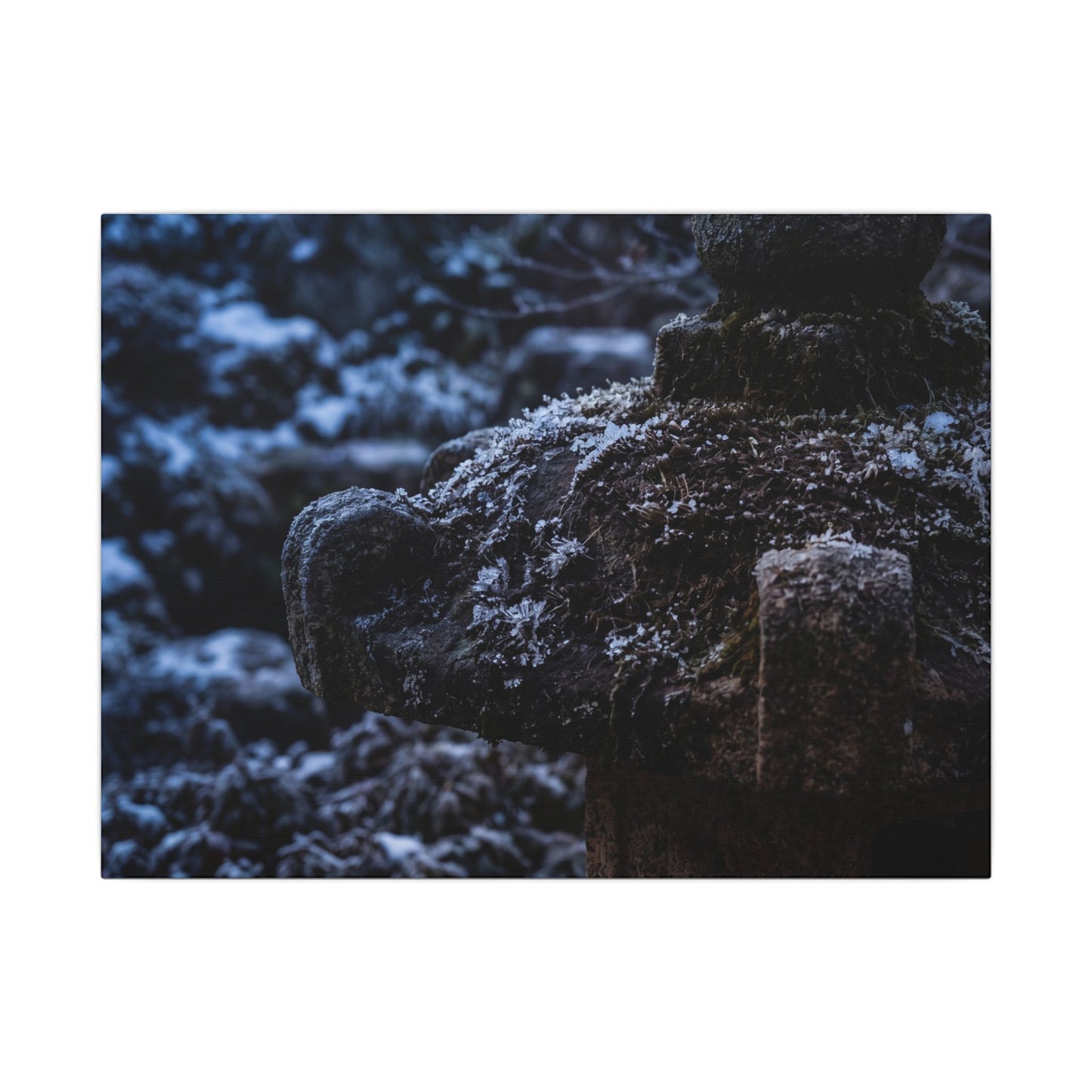 Moody Stone Lantern Canvas Art - Shadow Zen Dark Japandi Art Print