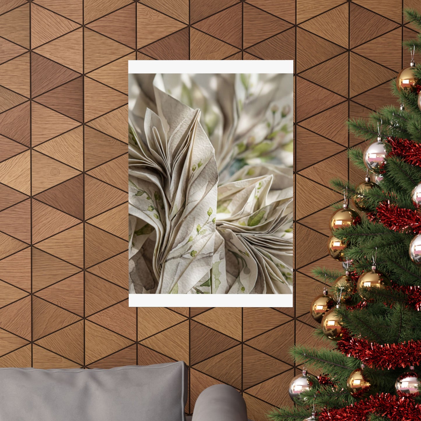 Spring Paper Fold Watercolor Wall Art Print | Neutral Decor