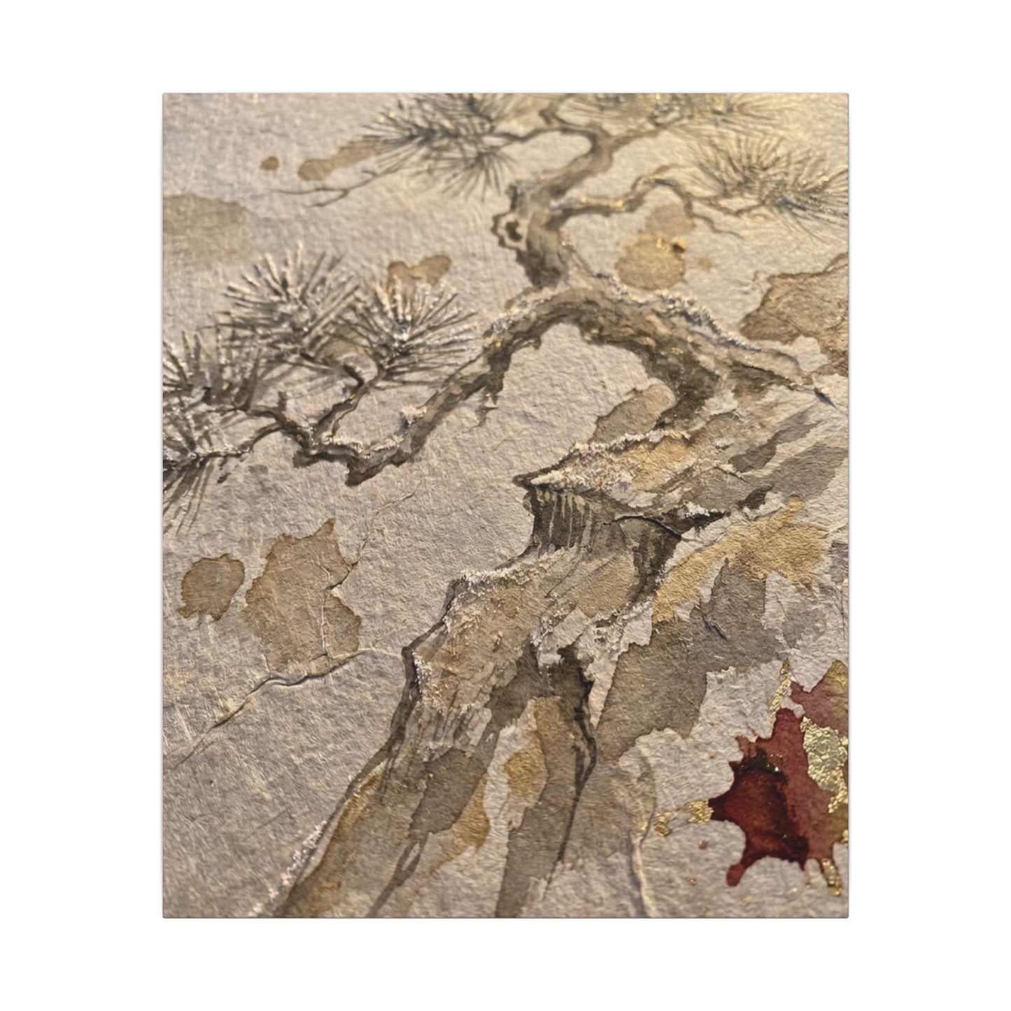 Pine Tree Canvas Art | Winter Japandi Japanese Pattern Art