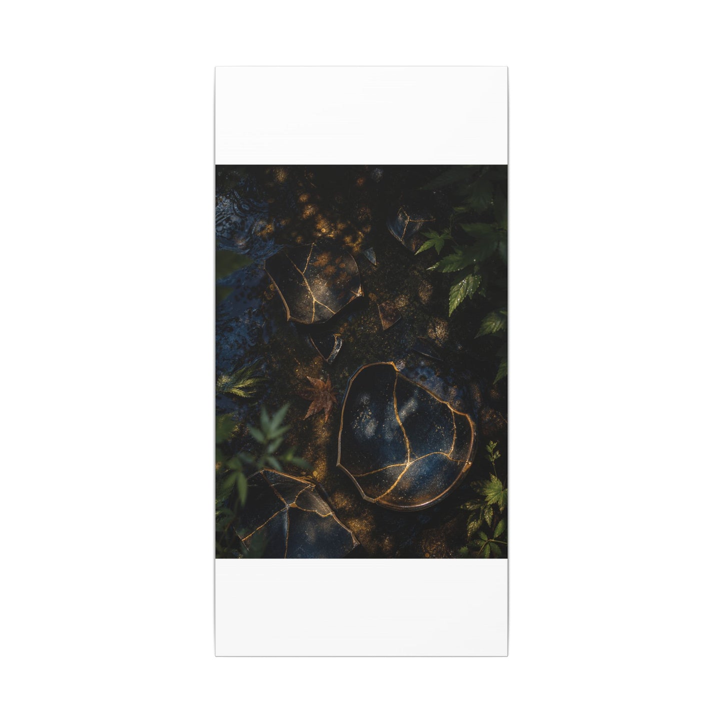 Dark Japandi Broken Pottery in Dappled | Shadow Zen Canvas Art