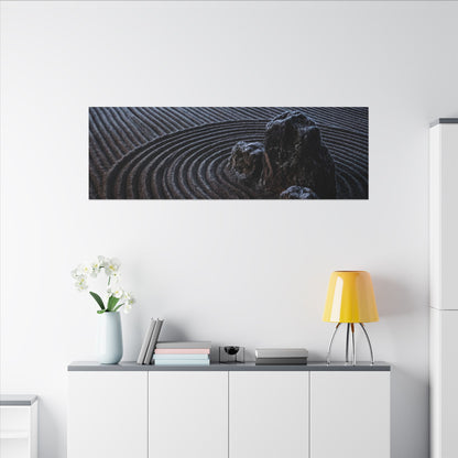 Moonlight Rock Garden Canvas Art - Dark Japandi Seijaku