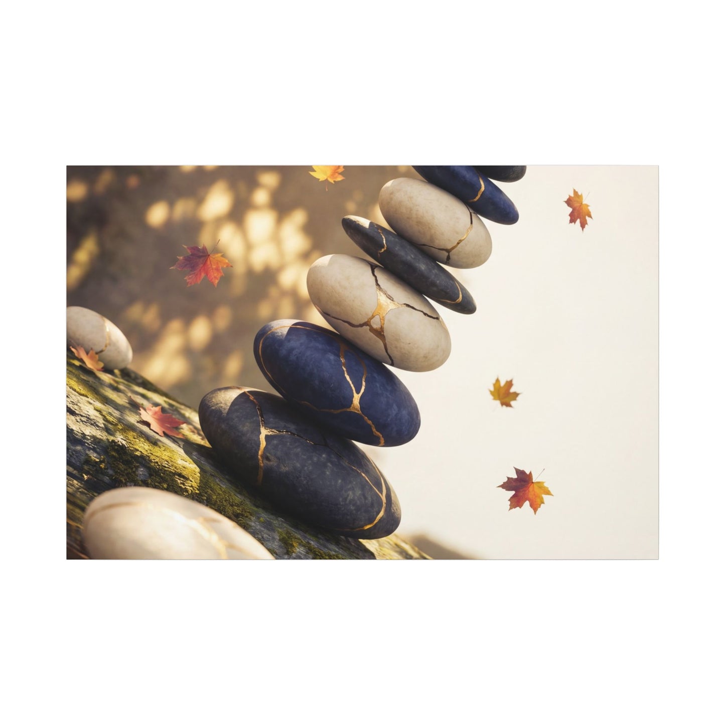 Ma River Stones Canvas Art - Kintsugi Gold Vein