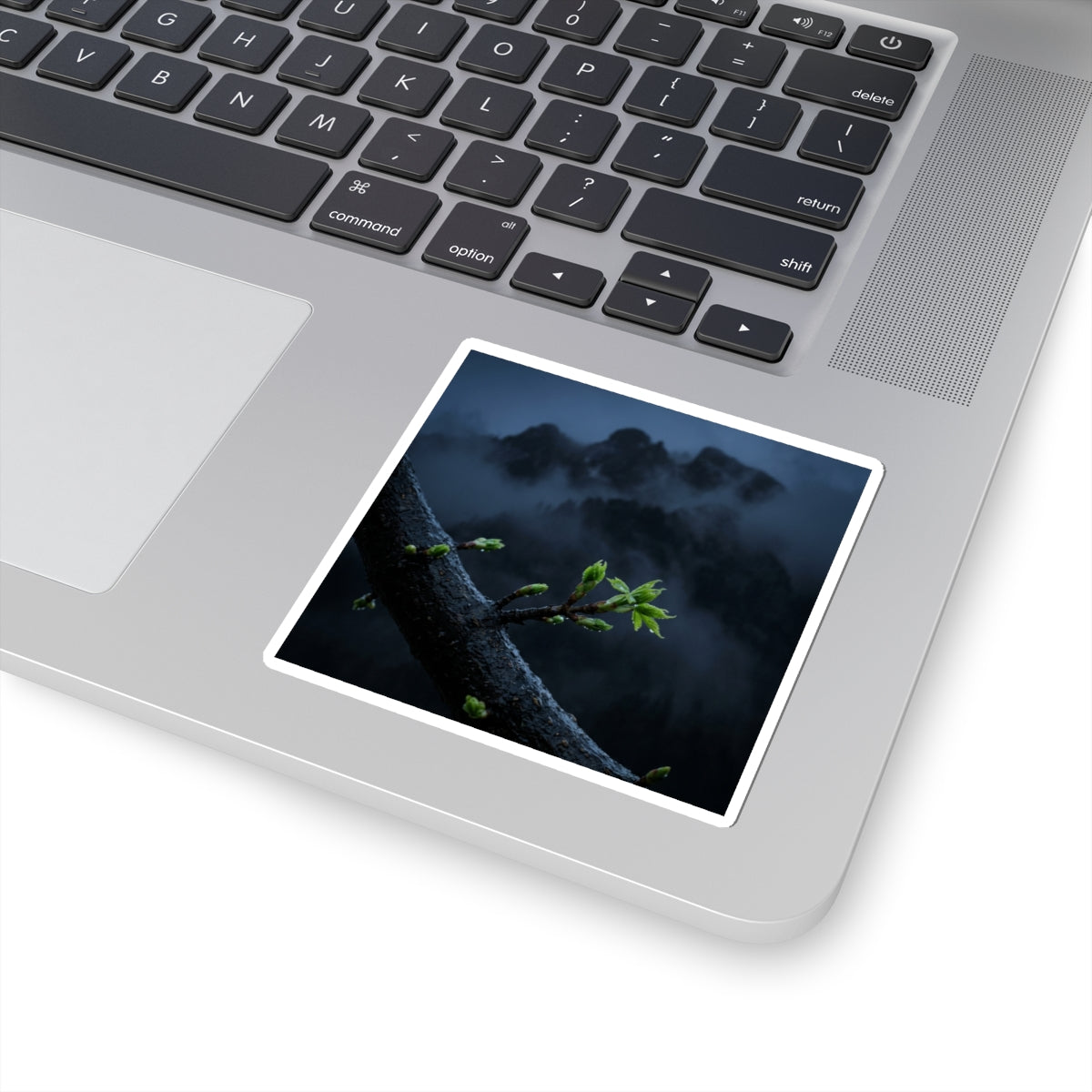 Mountain Mist Moody Minimal Sticker | Bold Dark Japandi Art