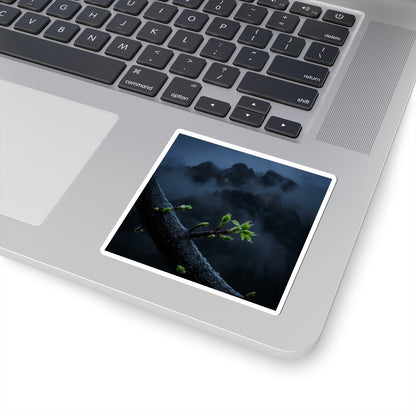 Mountain Mist Moody Minimal Sticker | Bold Dark Japandi Art