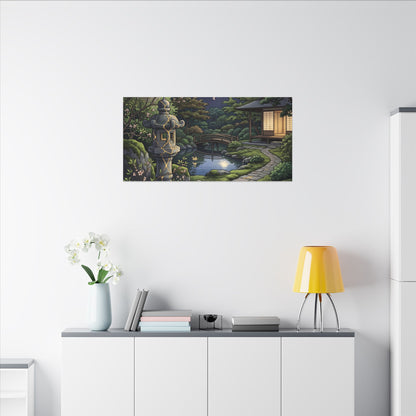 Spring Moonlit Garden Gold Vein Canvas Art | Resilient Decor