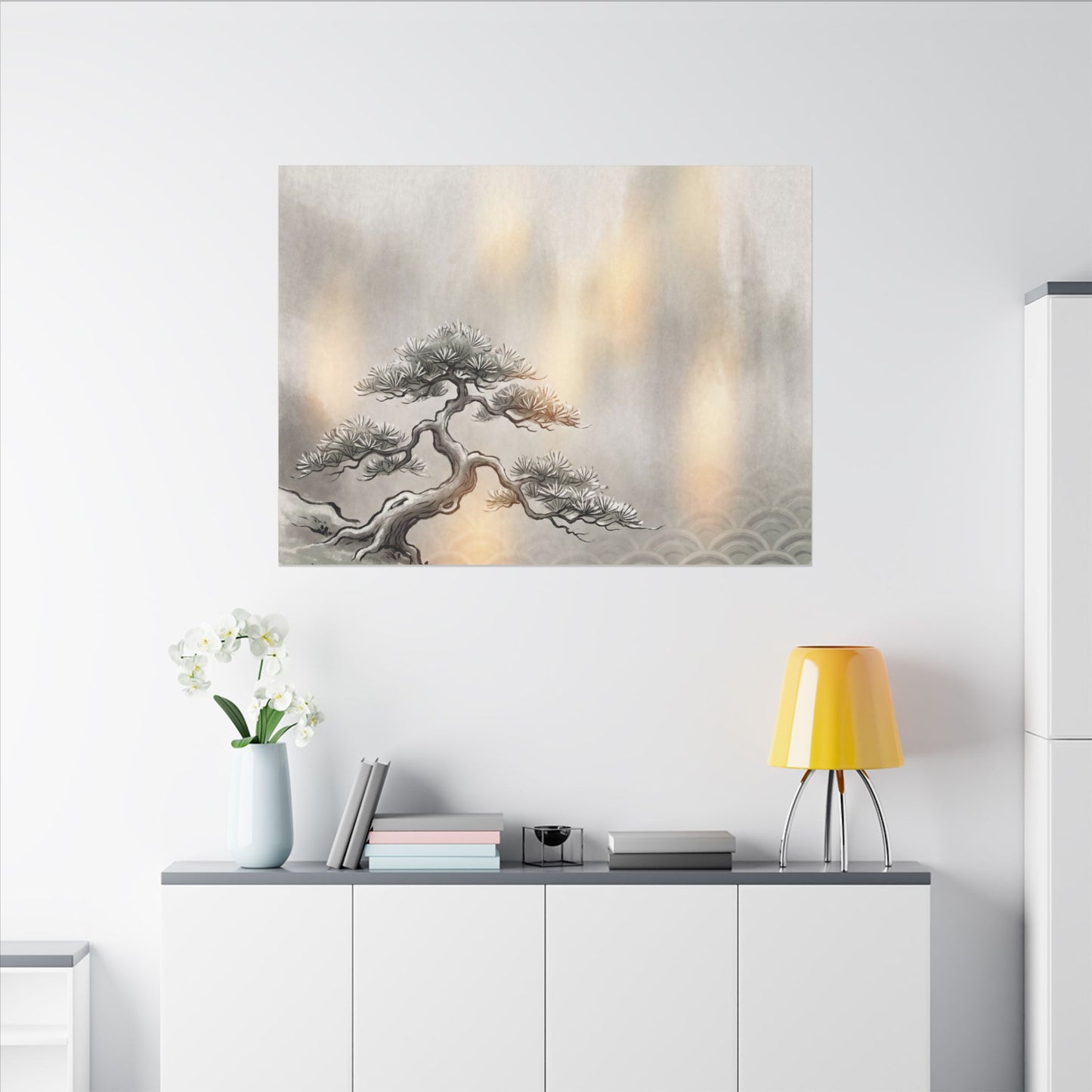 Pine Tree Canvas Art | Winter Japandi Japanese Pattern Art