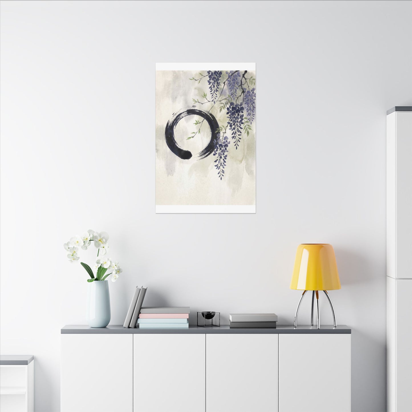 Wisteria Enso Canvas Art | Serene Zen Art