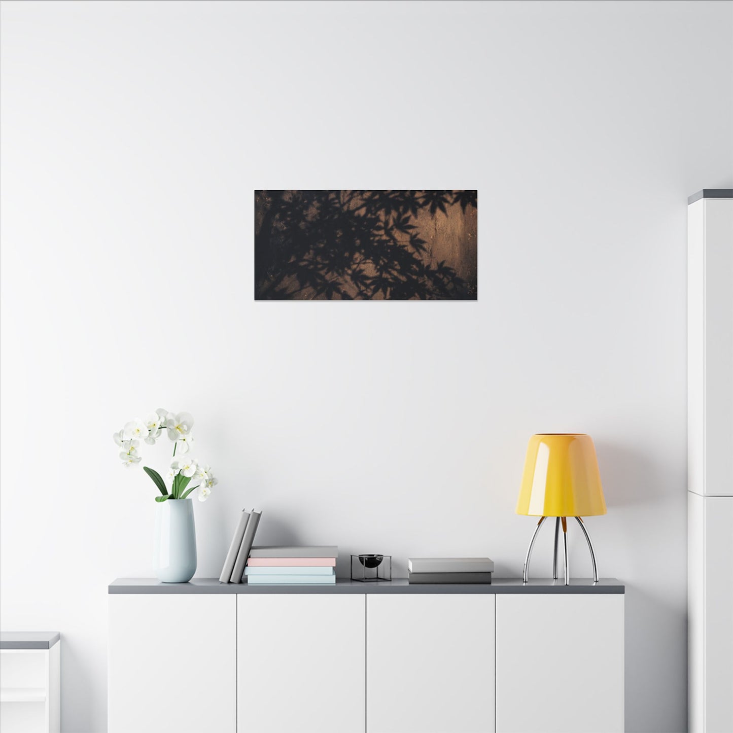 Shadow Play Autumn Canvas Art | Dark Japandi Atmospheric Design