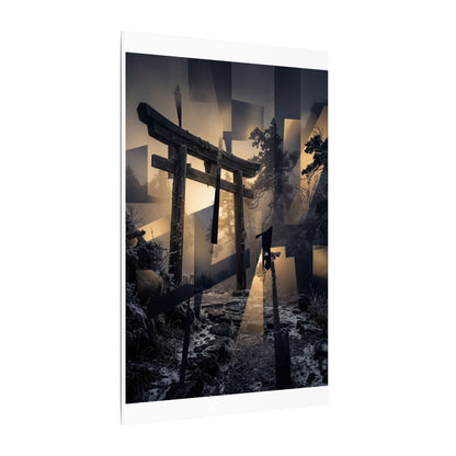 Winter Torii Gate Moody Minimal Canvas Art | Bold Decor