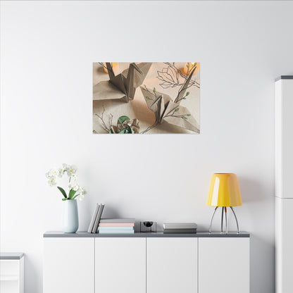 Paper Fold Spring Canvas Art | Japandi Earthy Design