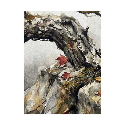 Autumn Pine Tree Watercolor Wall Art Print | Elegant Decor