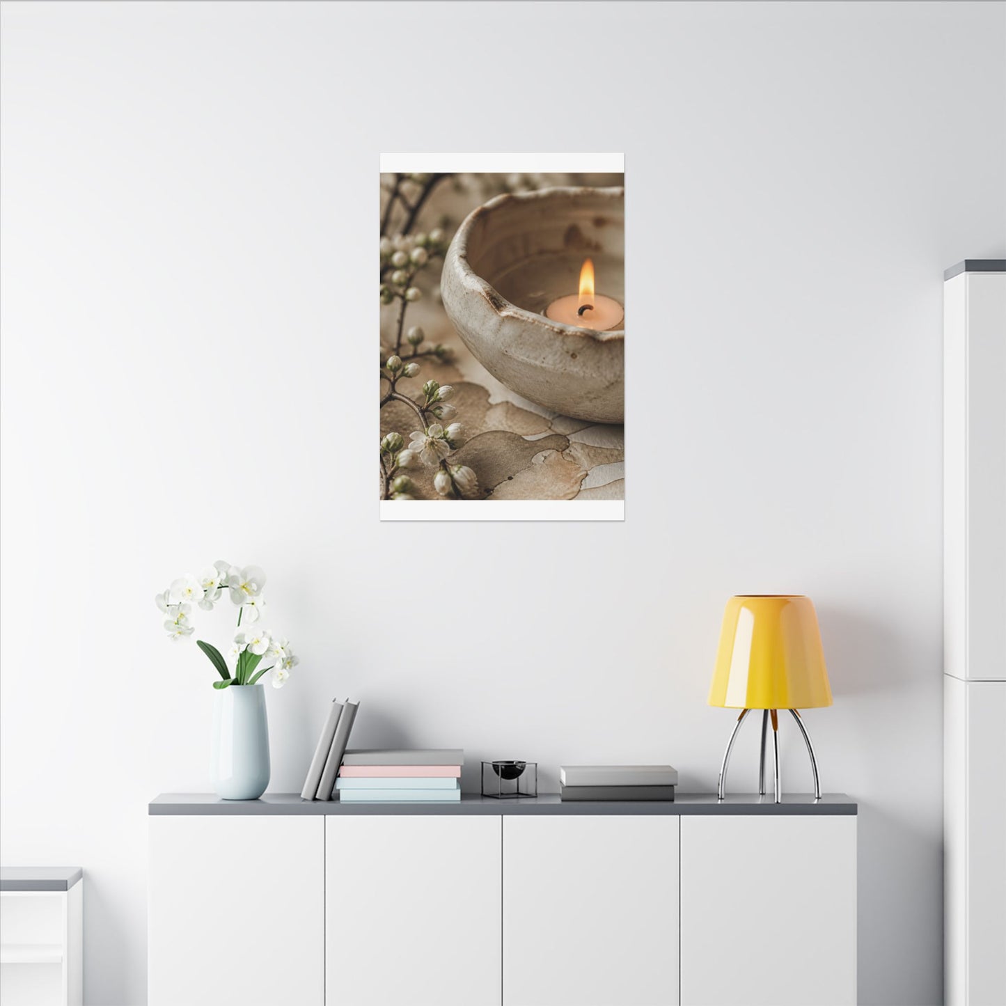 Kanso Ceramic Bowl Canvas Art - Japandi Watercolor