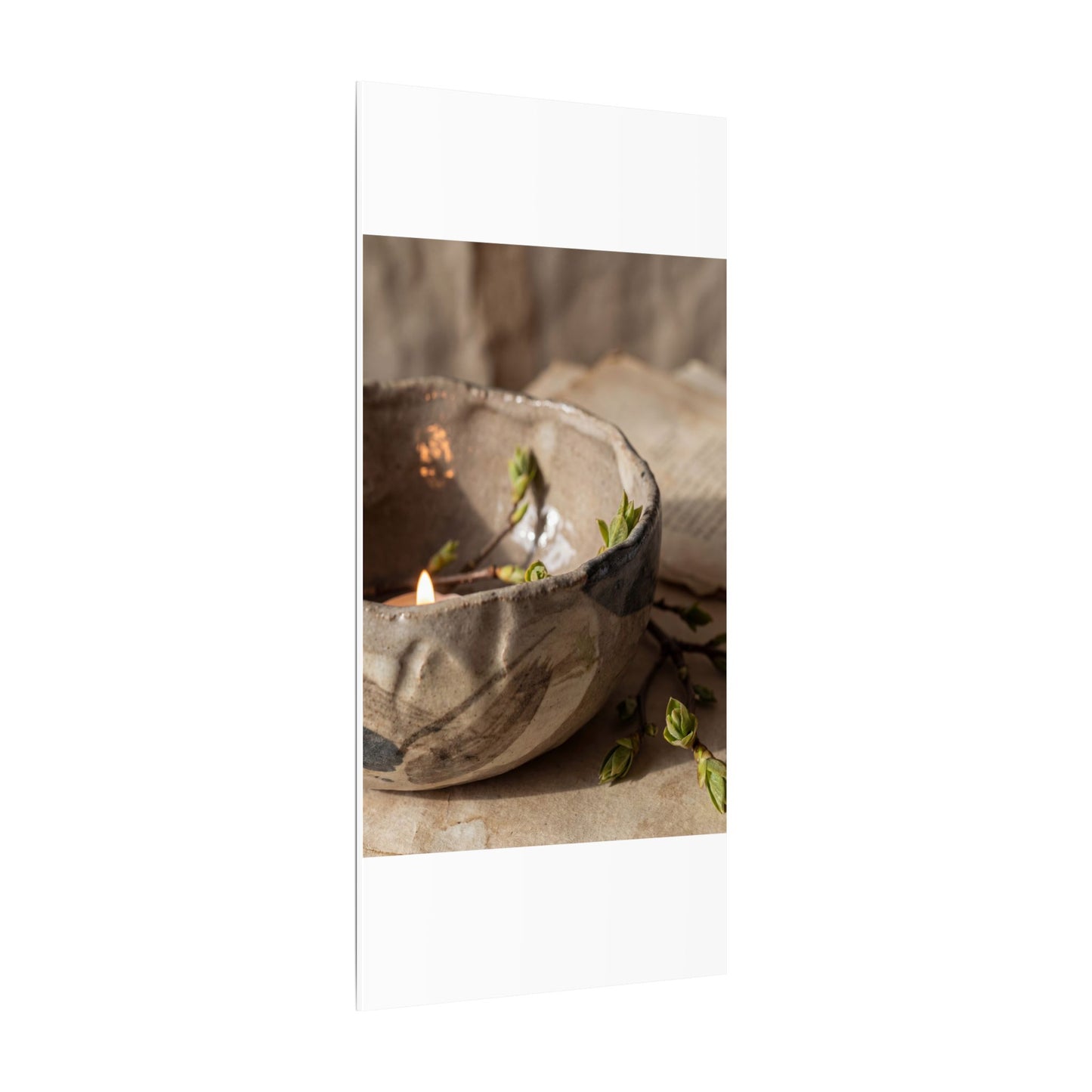 Candlelight Ceramic Bowl Canvas Art - Japandi Ma
