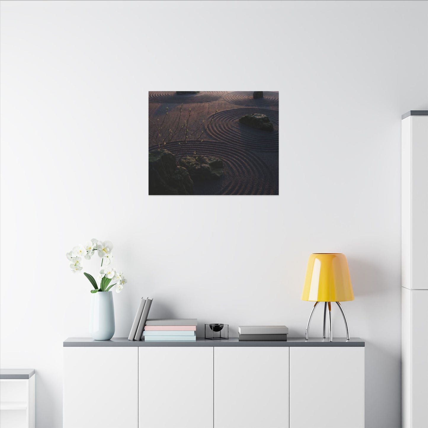 Spring Rock Garden Shadow Zen Canvas Art | Luxurious Decor