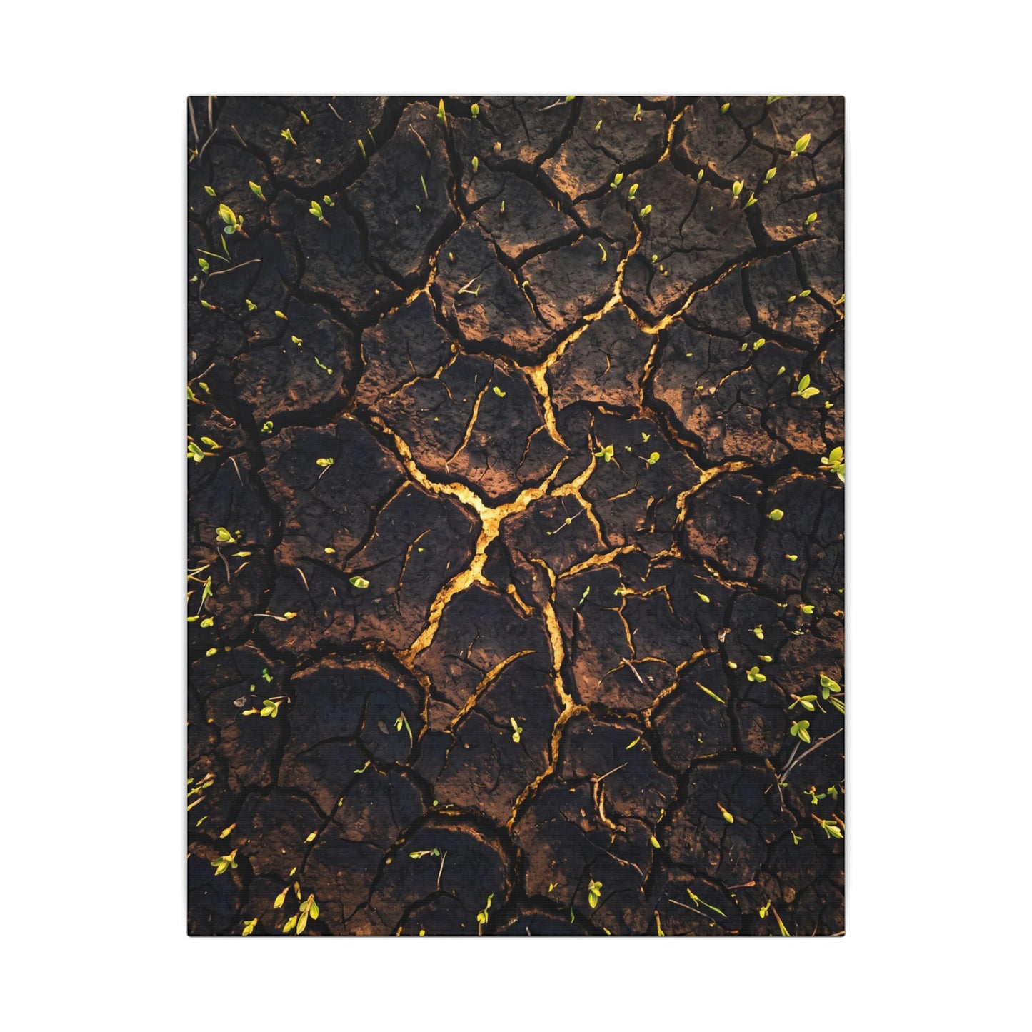 Cracked Earth Moody Minimal Canvas Art | Sophisticated Dark Japandi Art