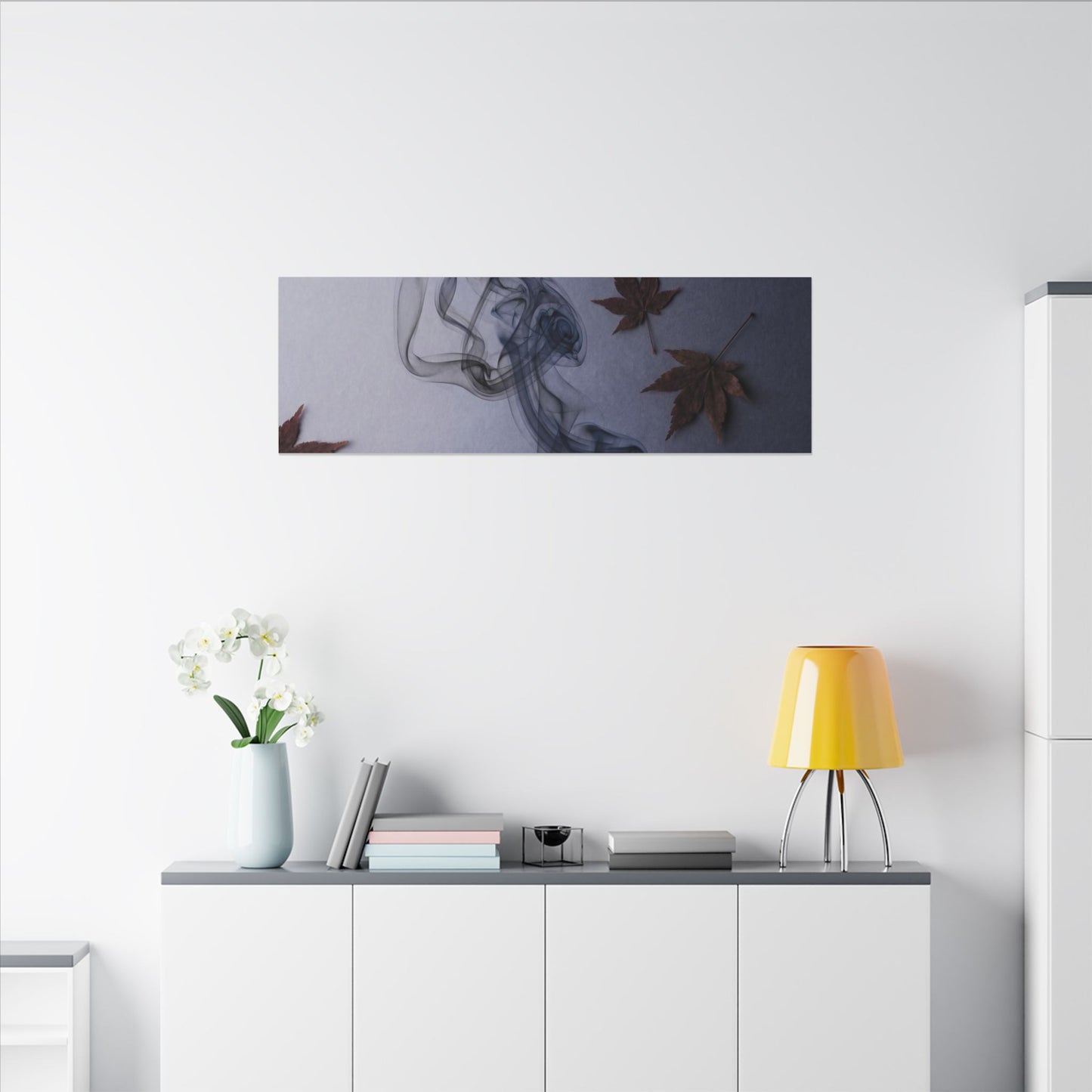 Dark Japandi Incense Smoke in Dawn | Moody Minimal Canvas Art