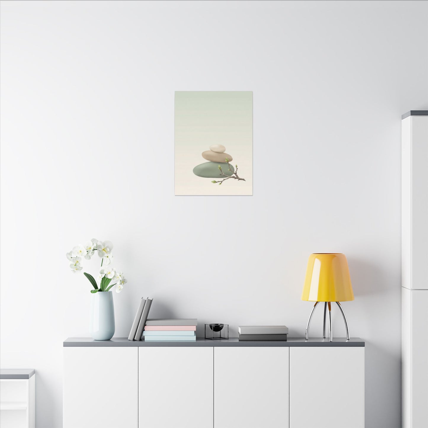 Dawn River Stones Canvas Art - Japandi Fukinsei