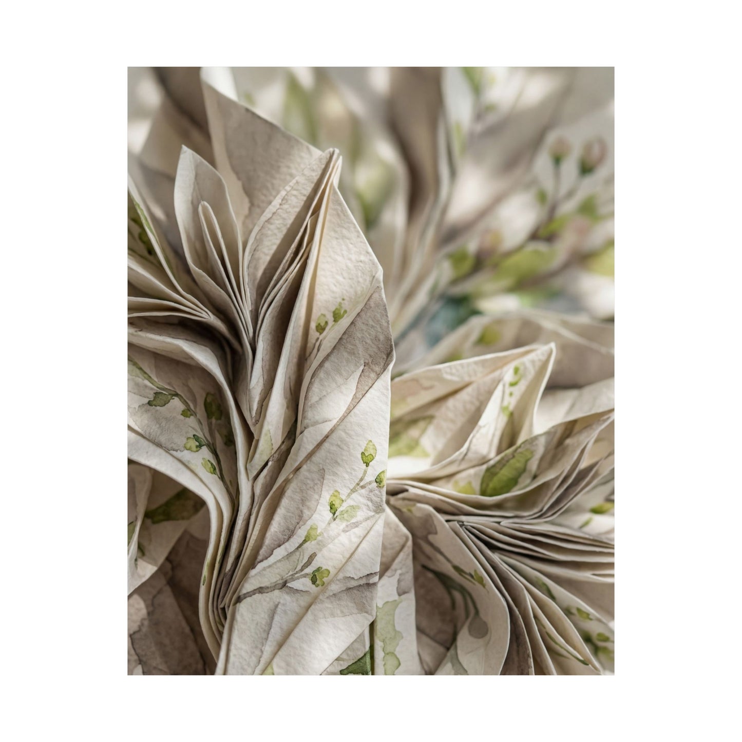 Spring Paper Fold Watercolor Wall Art Print | Neutral Decor