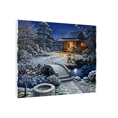 Moonlit Garden Winter Canvas Art | Kintsugi Artful Design