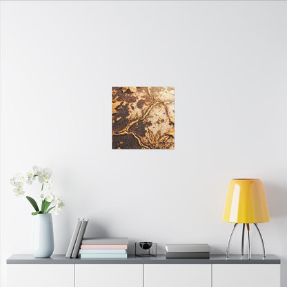 Kintsugi Rust Patina in Golden Hour | Gold Vein Canvas Art