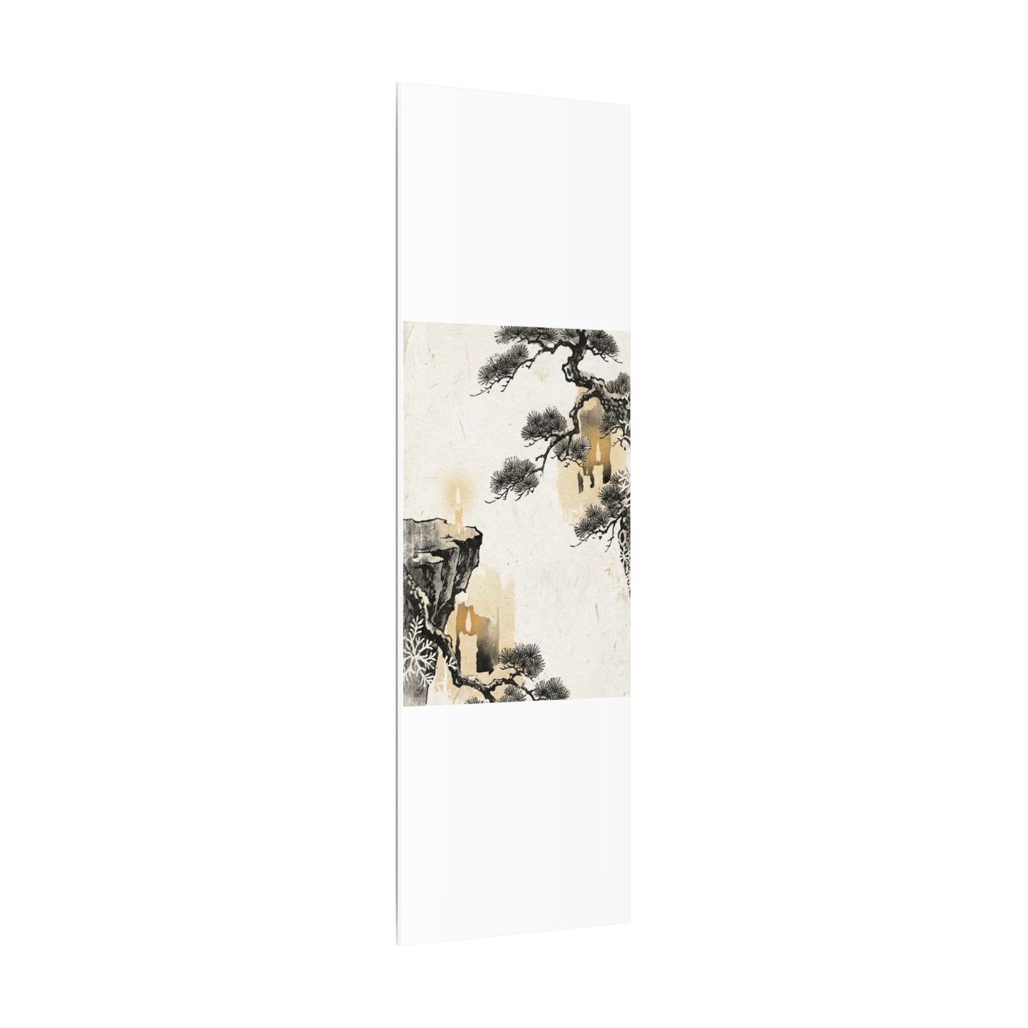 Japandi Pine Tree in Candlelight | Japanese Pattern Canvas Art