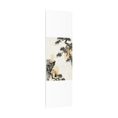 Japandi Pine Tree in Candlelight | Japanese Pattern Canvas Art