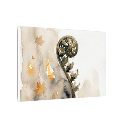 Fern Unfurling Watercolor Canvas Art | Earthy Japandi Art