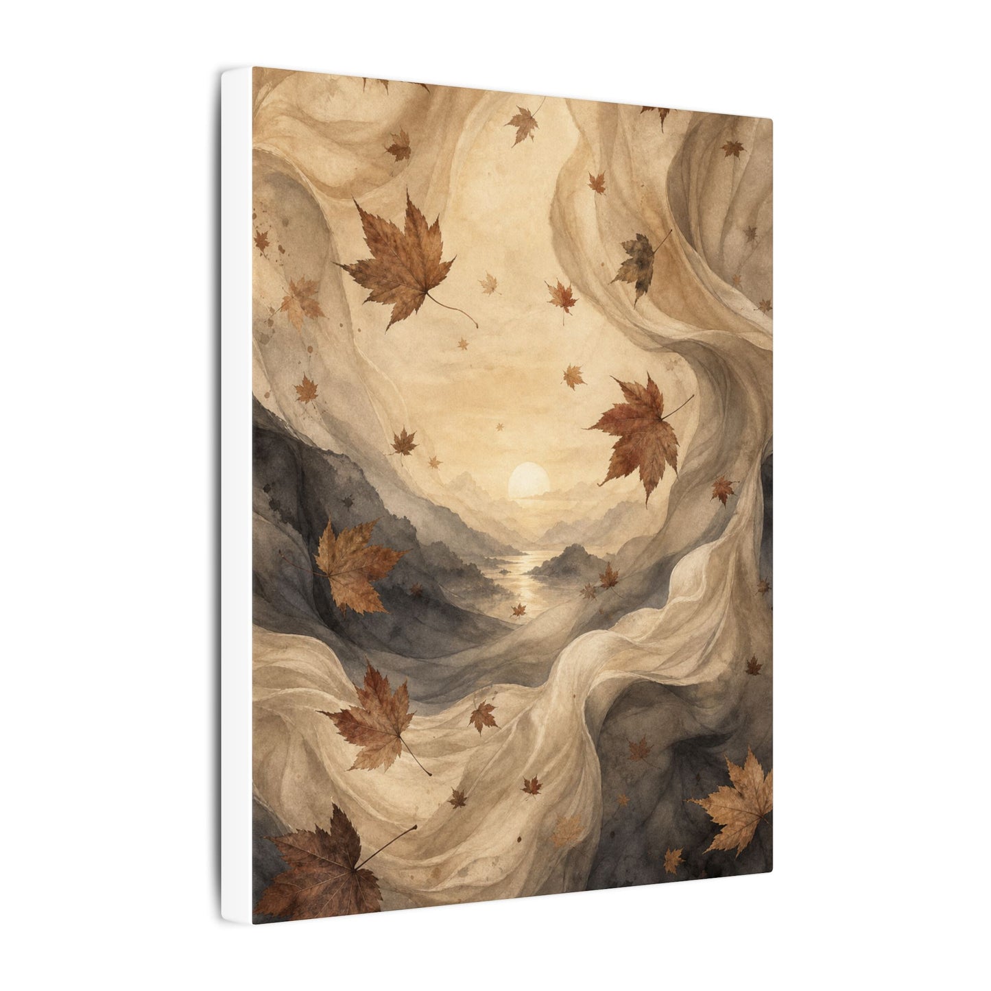 Autumn Silk Drape Watercolor Canvas Art | Earthy Decor