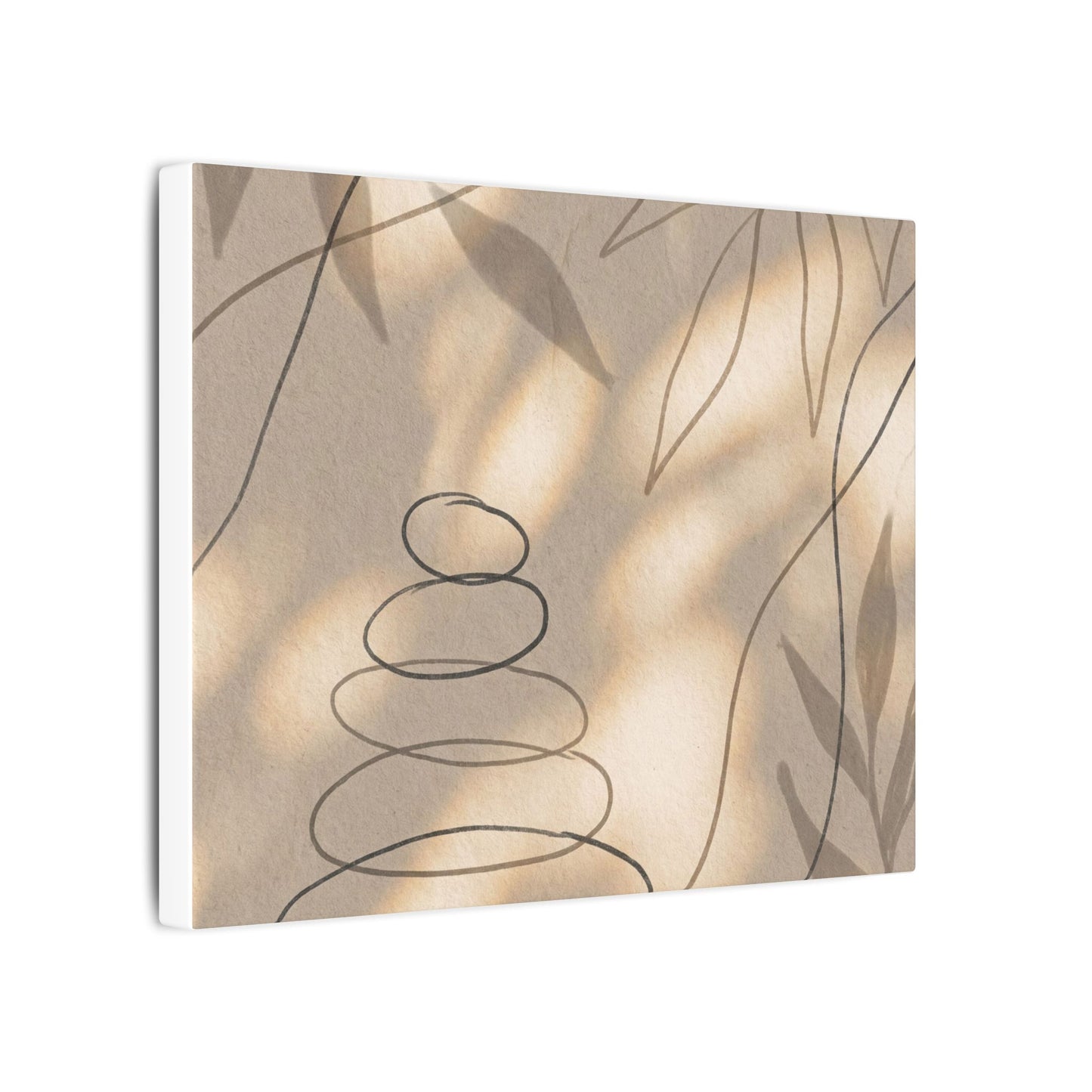 River Stones Minimal Line Canvas Art | Earthy Japandi Art