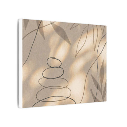 River Stones Minimal Line Canvas Art | Earthy Japandi Art