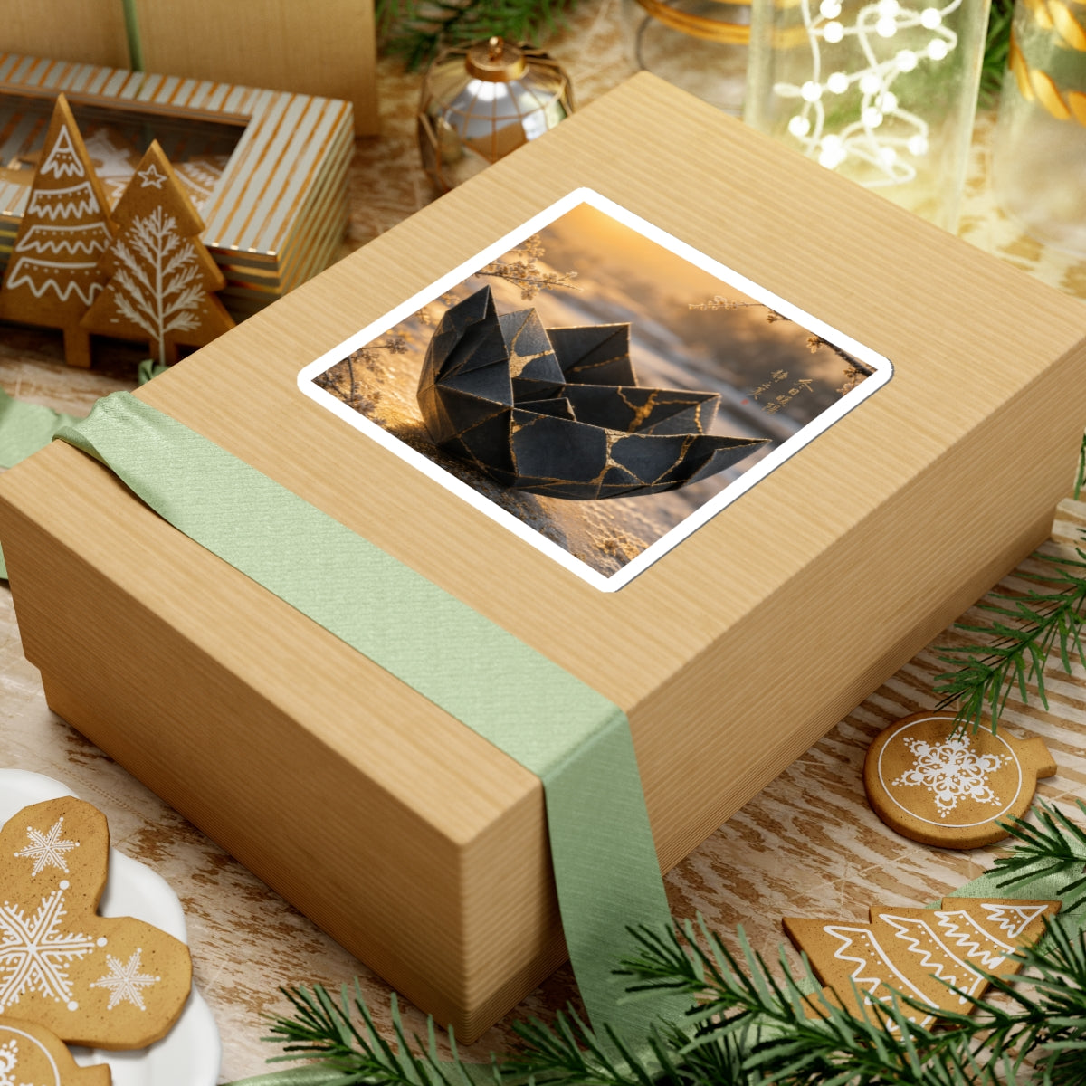 Kintsugi Paper Fold in Golden Hour | Gold Repair Sticker