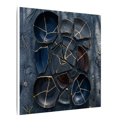 Dark Japandi Broken Pottery in Dappled | Shadow Zen Canvas Art