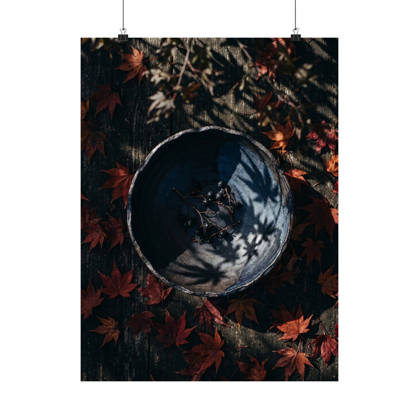 Kanso Ceramic Bowl Wall Art Print - Dark Japandi Shadow Zen