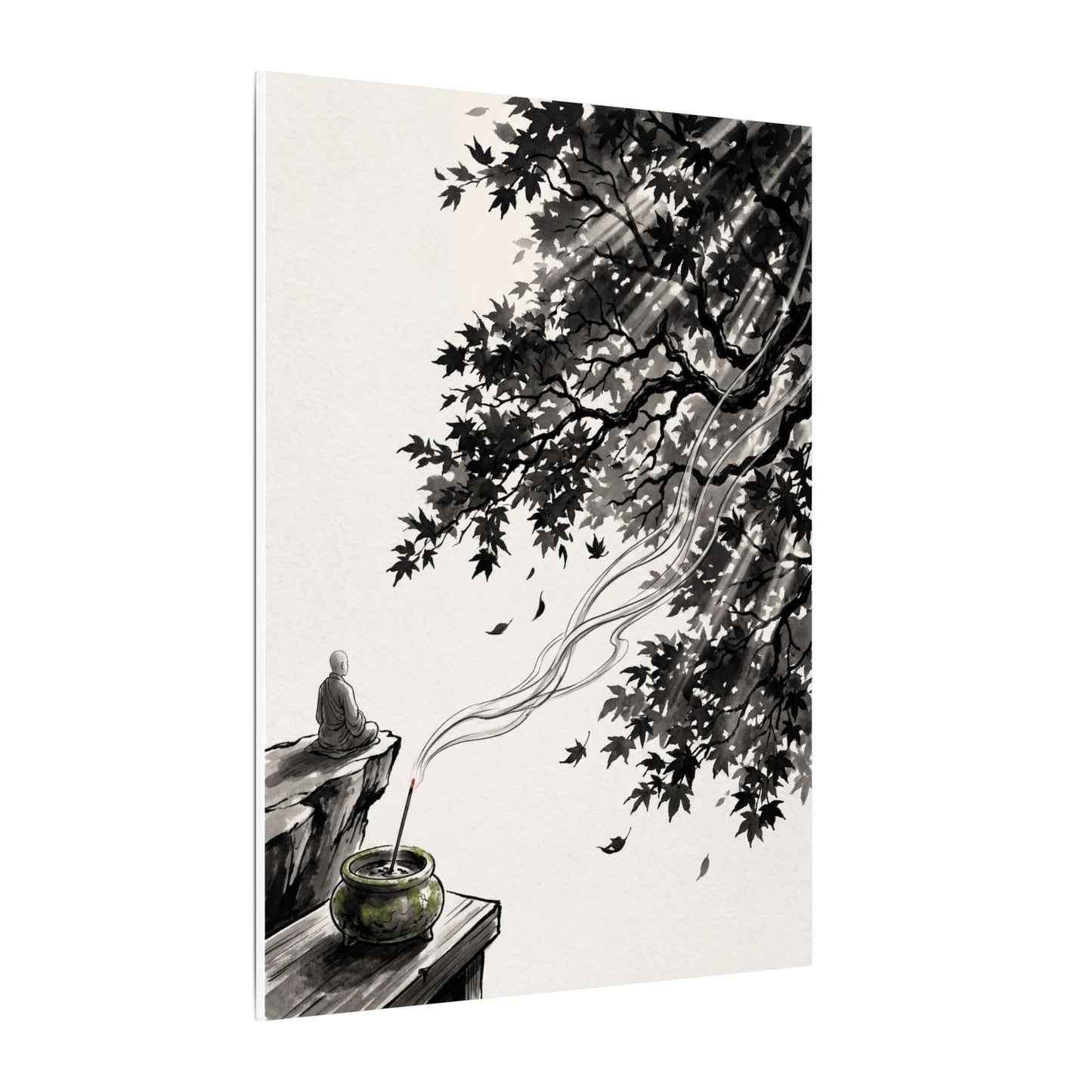Serene Incense Smoke Canvas Art - Ukiyo E Inspired Zen