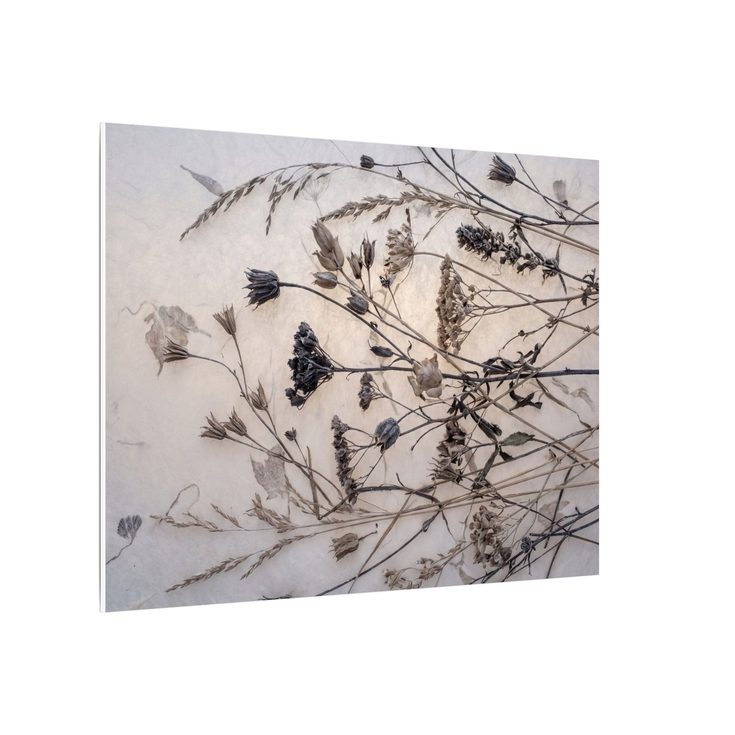 Elegant Dried Flowers Canvas Art - Japanese Pattern Japandi