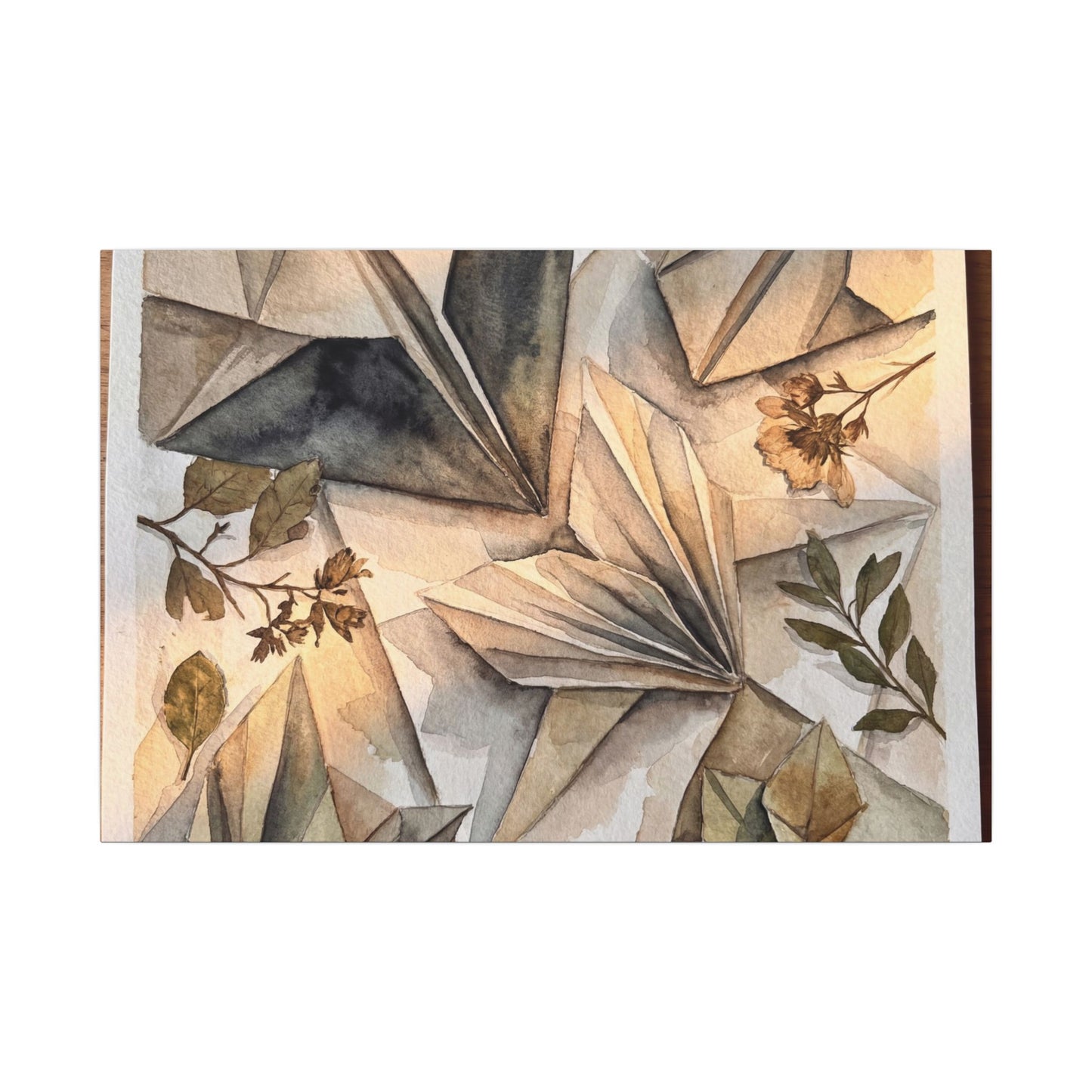 Golden Hour Paper Fold Canvas Art - Japandi Seijaku Art Print