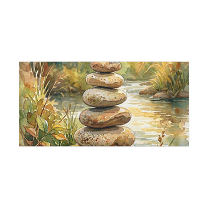 River Stones Summer Canvas Art | Japandi Cozy Design