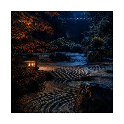 Datsuzoku Rock Garden Wall Art Print - Dark Japandi Shadow Zen