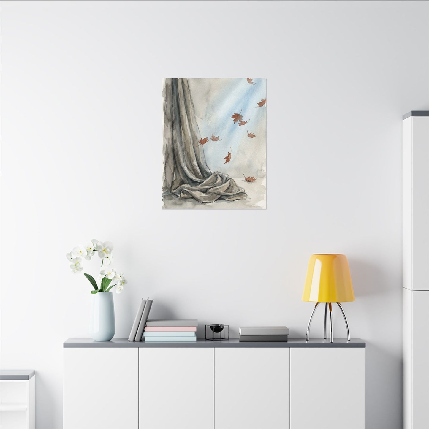 Ma Silk Drape Canvas Art - Japandi Watercolor