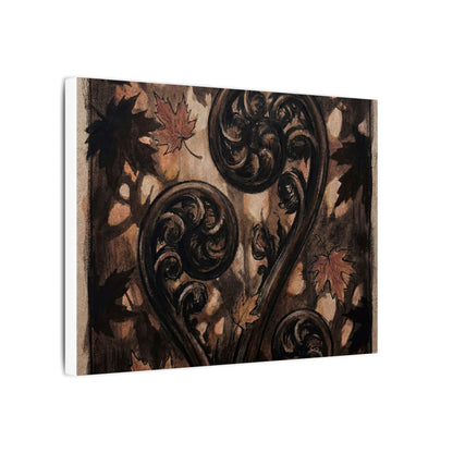 Mono No Aware Fern Unfurling Canvas Art - Dark Japandi Charcoal Ink