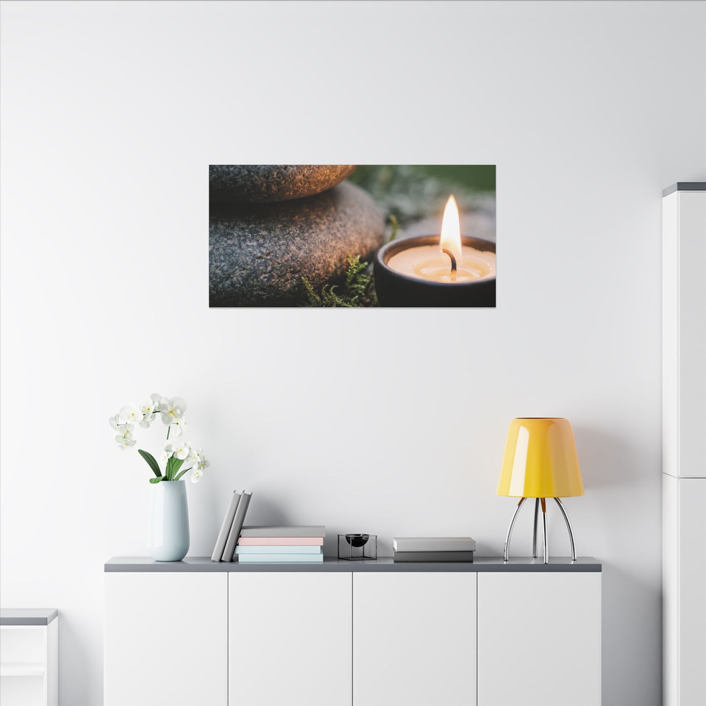 Warm River Stones Canvas Art - Japanese Pattern Japandi