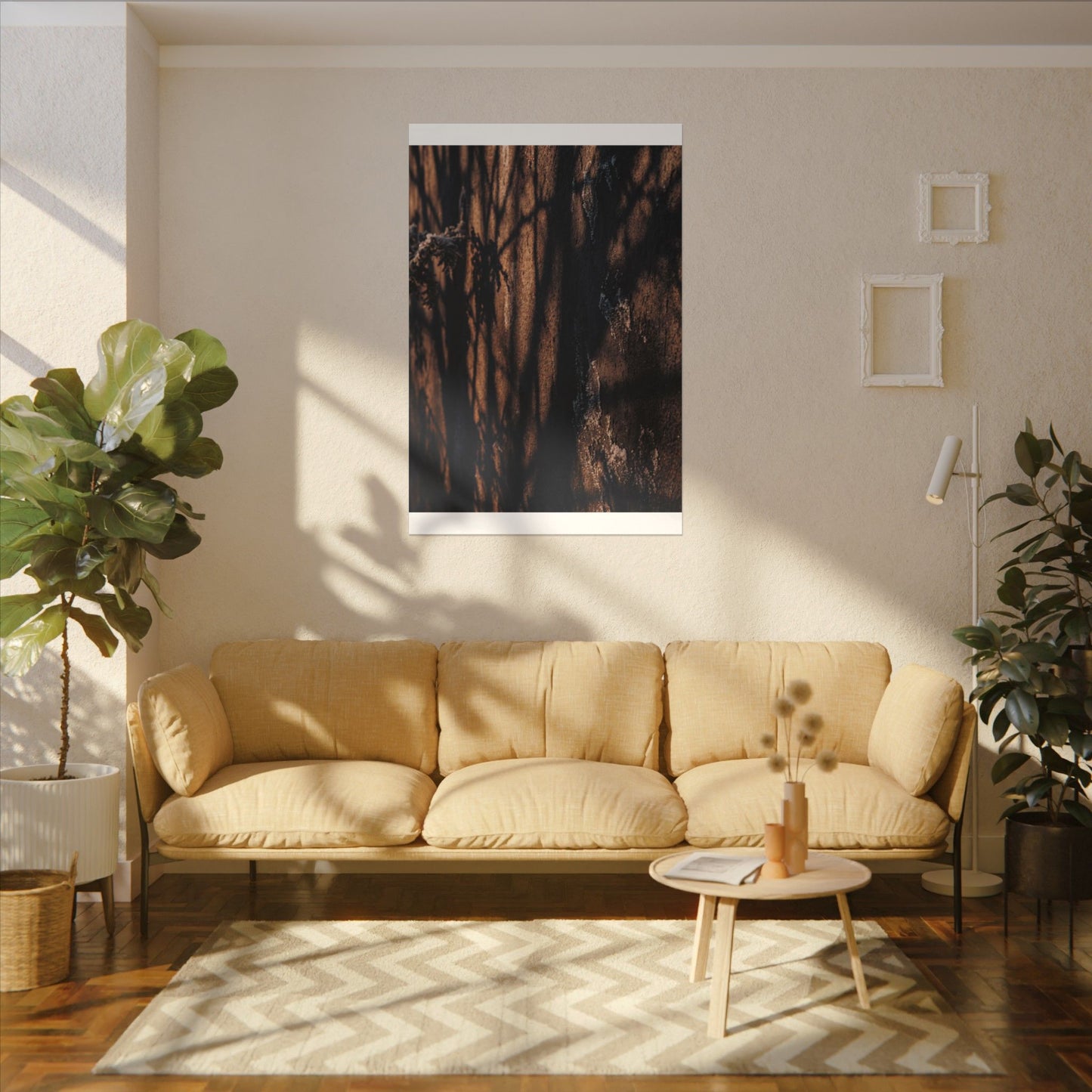 Golden Hour Shadow Play Canvas Art - Dark Japandi Fukinsei