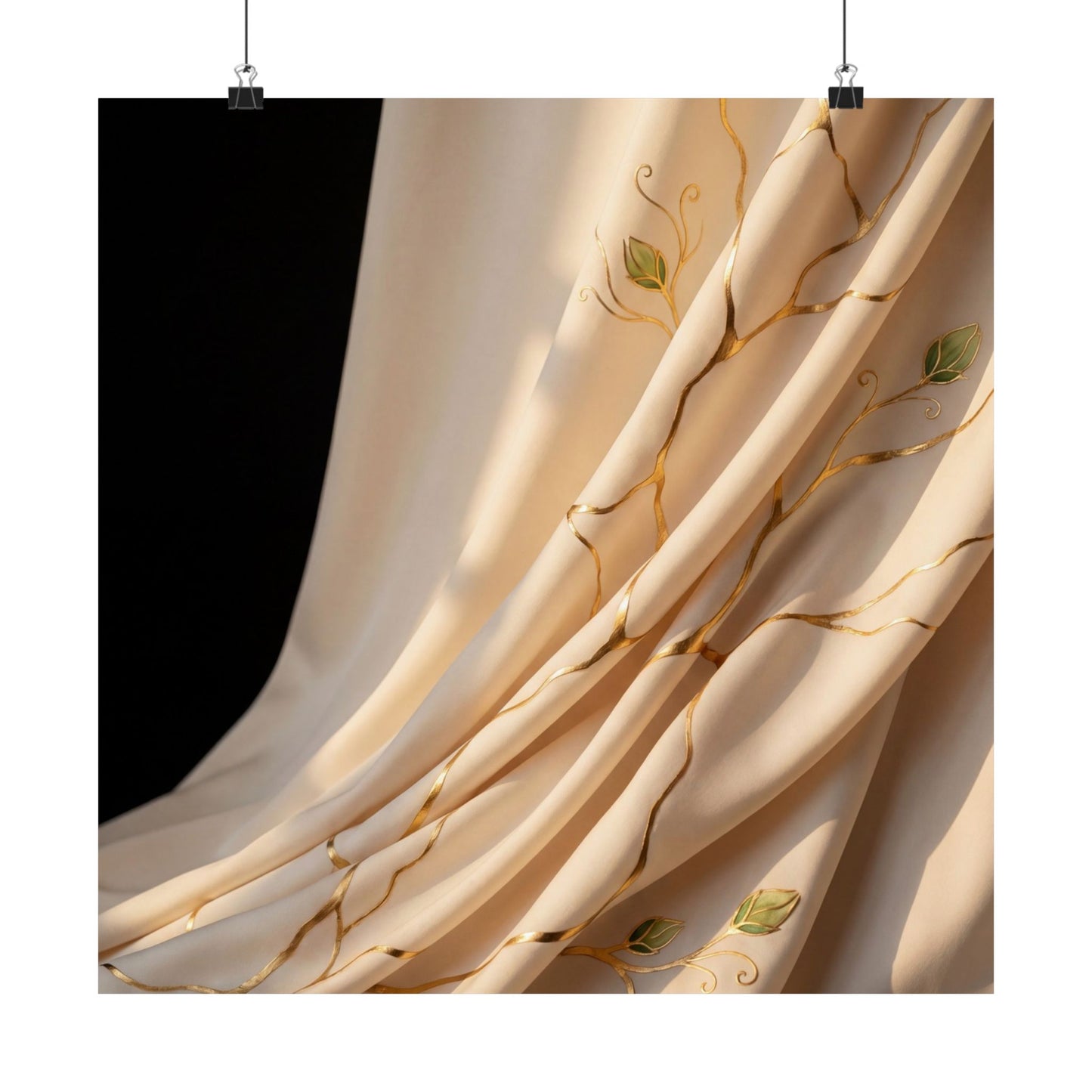 Silk Drape Crackle Gold Wall Art Print | Philosophical Kintsugi Art