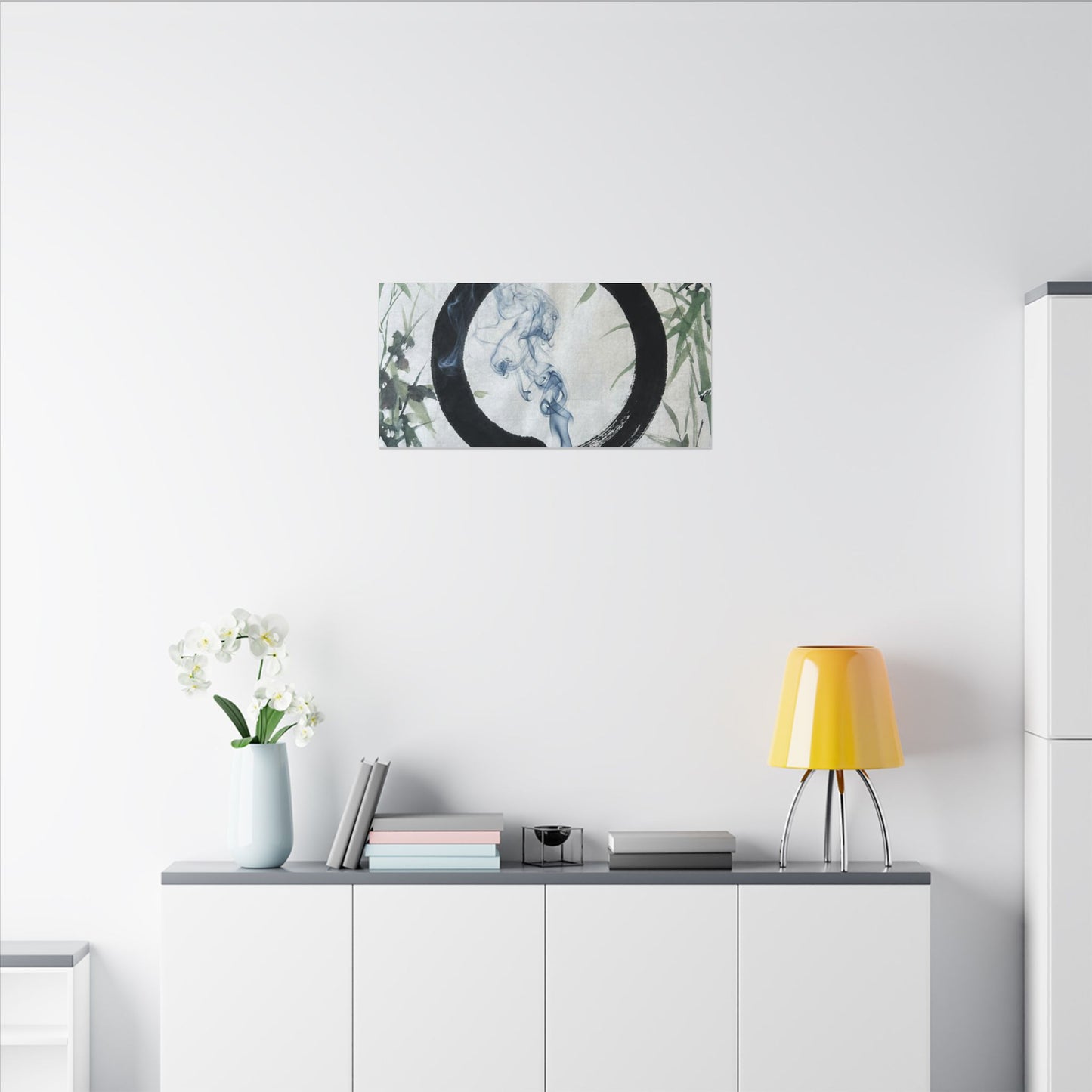 Zen Incense Smoke in Moonlight | Enso Canvas Art
