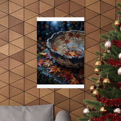 Autumn Ceramic Bowl Japanese Pattern Wall Art Print | Earthy Decor
