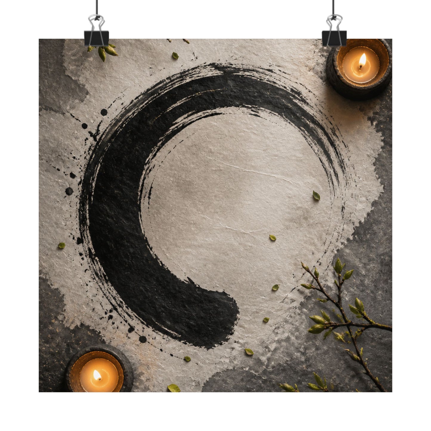 Peaceful Ink Brushstroke Wall Art Print - Enso Zen