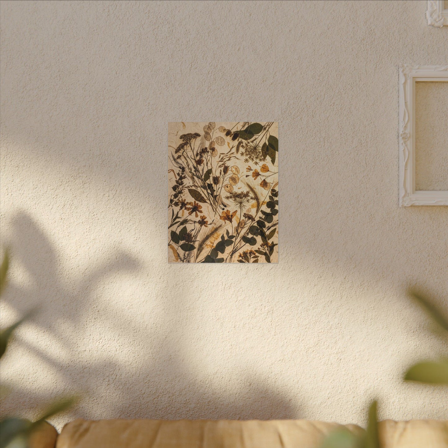 Dried Flowers Summer Canvas Art | Japandi Neutral Design