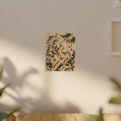 Dried Flowers Summer Canvas Art | Japandi Neutral Design