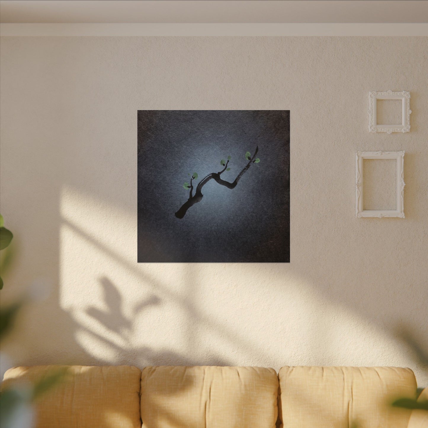 Ink Brushstroke Canvas Art | Spring Dark Japandi Moody Minimal Art