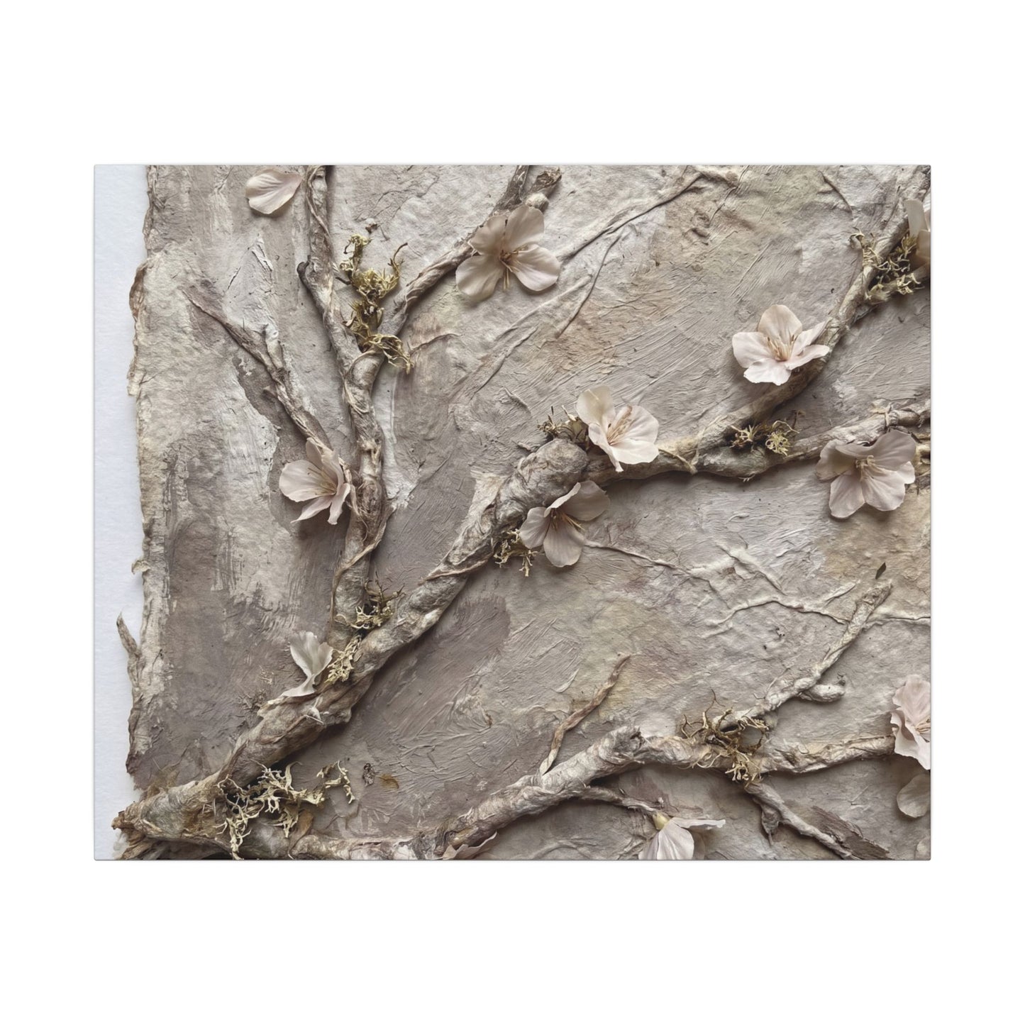 Summer Cherry Blossom Texture Canvas Art | Earthy Decor